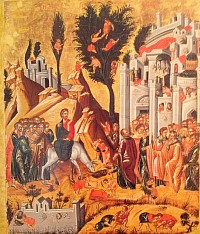 Christ enters Jerusalem on a donkey